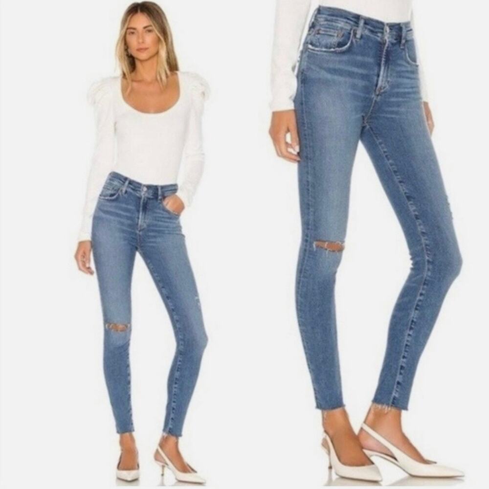 AGOLDE Women's Sophie High-Rise Skinny Ankle Pentacle Medium Wash Jeans- Size 32